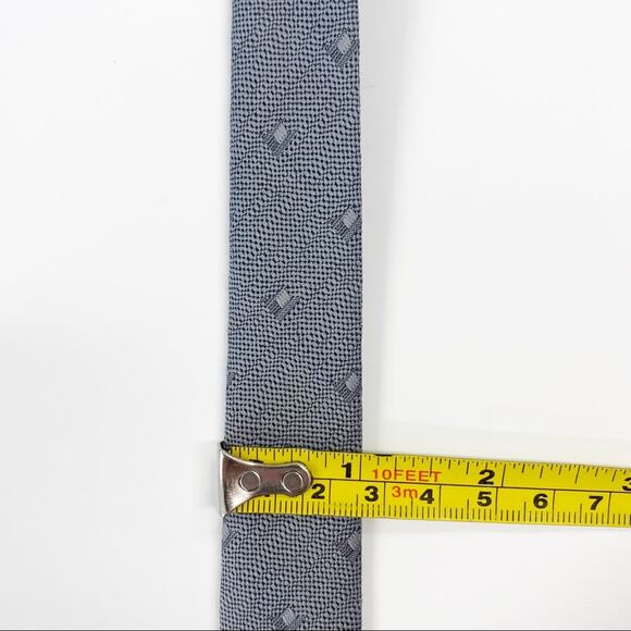 Vintage City Limits gray square pattern skinny 2" men's/unisex necktie - Picture 8 of 9
